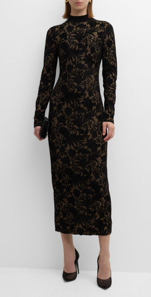 no hesitation!buy now! Lela Rose Floral Jacquard Knit Mock Neck