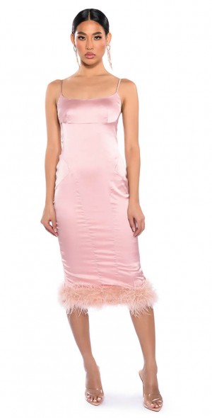 Akira Isla Feather Detail Strapless Midi Dress