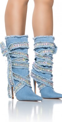 Azalea Wang Behida Rhinestone Booties (Pink) main image 1