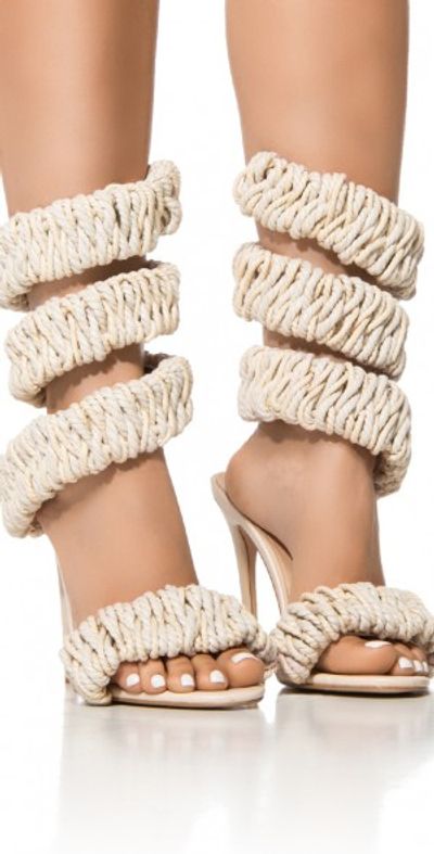 AZALEA WANG AZALEA WANG VINES ROPE DECOR WRAP UP SANDAL IN NUDE