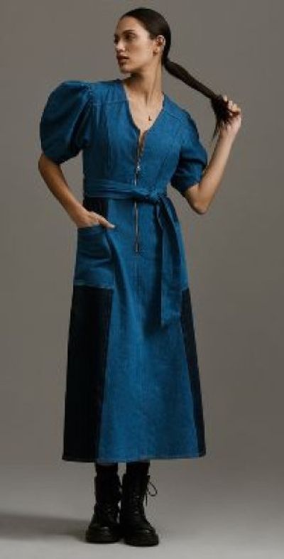 ALIGNE - Jalen Patchwork Denim Midi Dress
