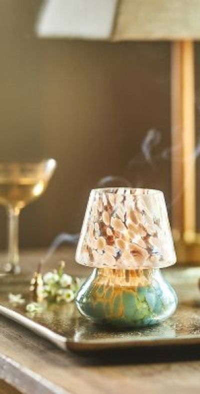 Anthropologie Cheena Fruity Apple Cider Champagne Glass Mushroom Lamp Candle
