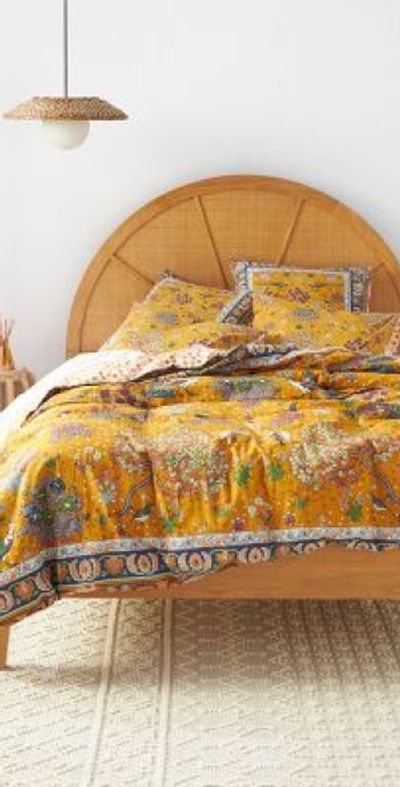 Anthropologie Darby Cotton Slub Printed Duvet