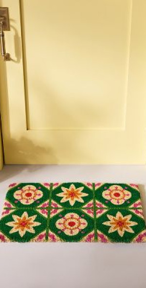 Floral Tile Printed Coir Doormat