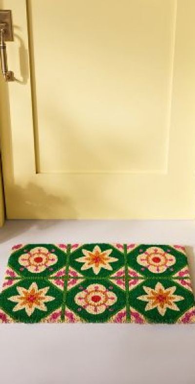 Anthropologie Floral Tile Printed Coir Doormat