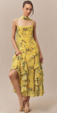 BHLDN - Aurora Puff-Sleeve Taffeta Maxi Dress