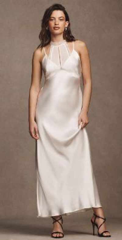 BHLDN - Clarice Lace Halter Satin Sheath Maxi Dress