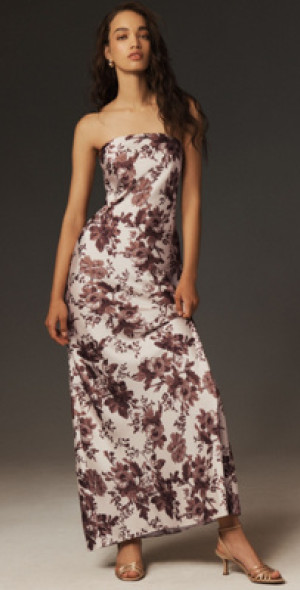 パーティードレス BHLDN Mia Strapless Satin Column Maxi Dress BHLDN Mia Strapless Satin Column Maxi Dress | Anthropologie