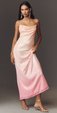 BHLDN - Callie Sleeveless Ruched Printed Charmeuse Midi Dress