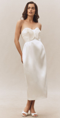 パーティードレス BHLDN Larisa Square-Neck Stretch Crepe Midi Dress BHLDN Larisa Square-Neck Long-Sleeve Stretch Crepe Midi