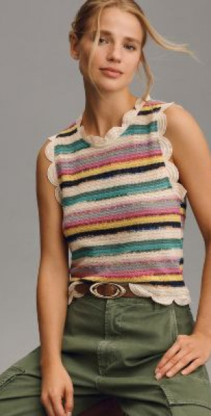 トップス Ron Herman Scallop Coller Sleeveless Top V Neck Collared Sleeveless Top - Buy Fashion Wholesale in The UK