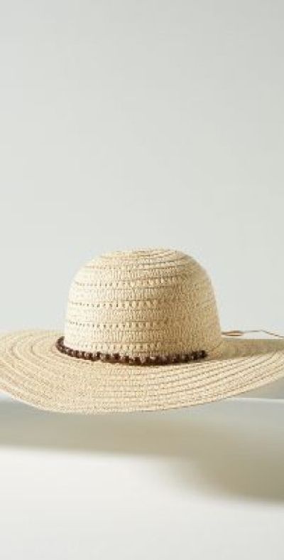 Anthropologie straw summer hat beaded Bead-Trimmed Paper Sun Hat | Anthropologie main image 4