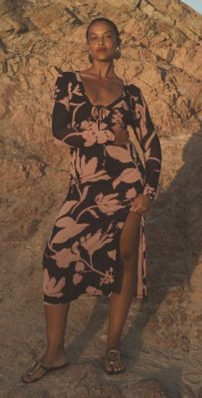 ladies striped maxi dress Striped Maxi Dress Standard / Black main image 1