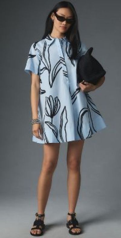By Anthropologie - Short-Sleeve Swing Tunic Mini Dress