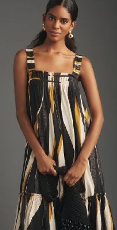 By Anthropologie Square-Neck Waistless Midi Dress