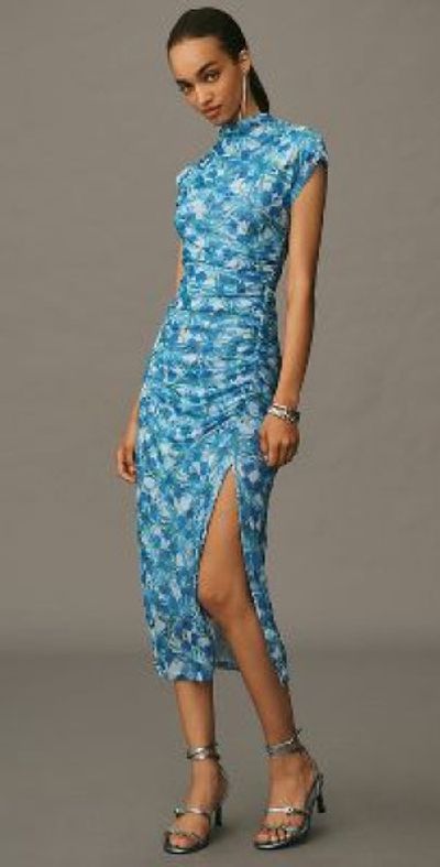 knee length dresses for ladies Pre-Loved Anthropologie Weston Wear Women's Printed Mesh Dress Orange/Multi  Size S  Elle & Beck