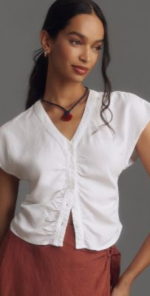 LIVERPOOL SHORT SLEEVE SHIRRED SLUB KNIT TEE IN NIGHT SKY BLUE STYLE: LM8581K15 main image 1