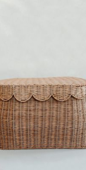 Marbled Scalloped Collapsible Basket - Burgundy Gold Peacock main image 1