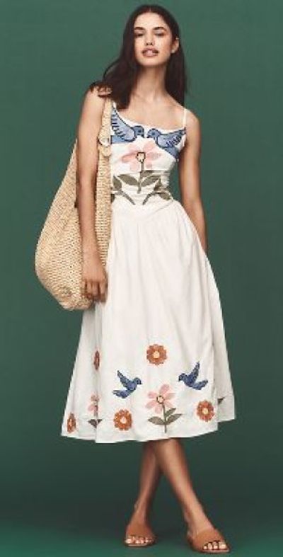 Corey Lynn Calter - Calista Embroidered Basque-Waist Midi Dress