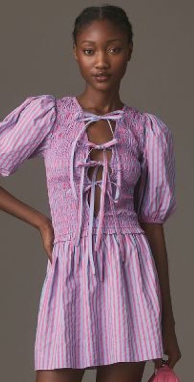 damson madder junia long-sleeve mini dress Damson Madder Junia Long-Sleeve Mini Dress