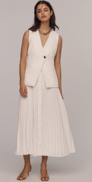 Robe Derek Lam 10 Crosby - Taille 36, Rayures Crème Et Bleu, Manches Longues, Longueur Midi, Neuf Sans étiquette