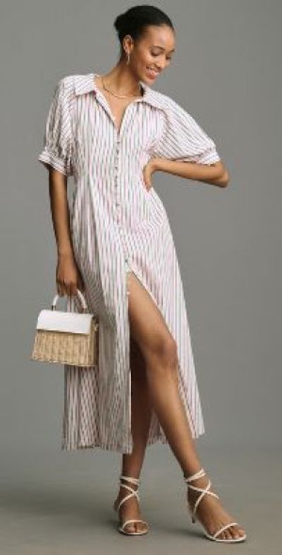 English Factory Puff-Sleeve Shirt Dress