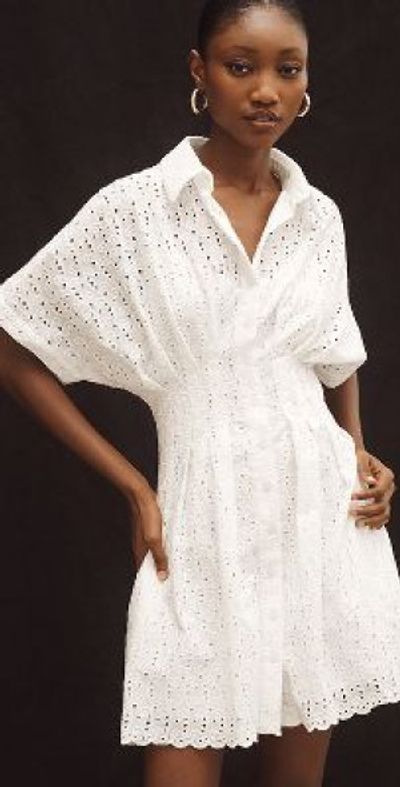 the tobie button front pleated shirt dress by exquise and waist Anthropologie Exquise Tobie Button-Front Pleated