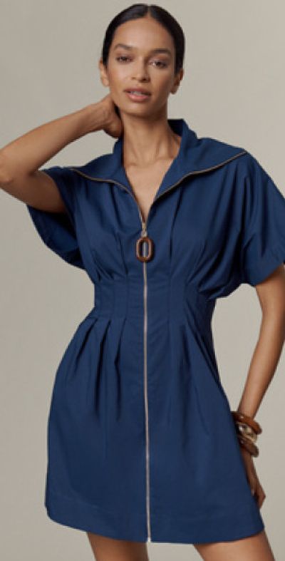 mini blouson dress Moonrising Sheer Blouson Dress Blue