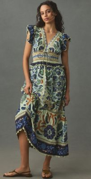OCEAN TAPESTRY WOVEN MAXI DRESS