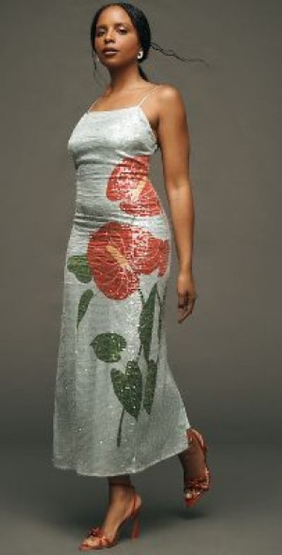 farm rio halter sequin column midi dress Halter Sequin Column Midi Dress