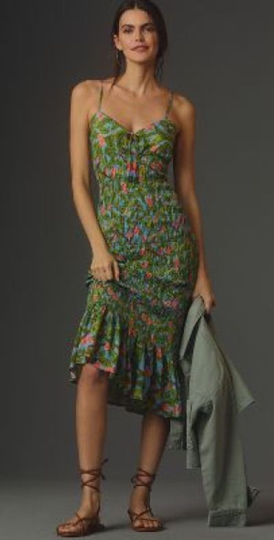 green emerald velvet dress Farm Rio x Anthropologie Tropical Maxi Dress  Augusthouseofbrands
