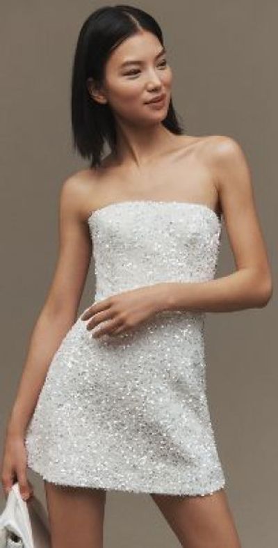 knee length dresses for ladies Alora Strapless Sequin Mini Dress