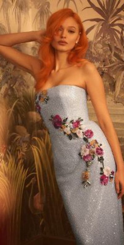 Helsi - Silvia Stretch Velvet Sequin Strapless Midi Dress