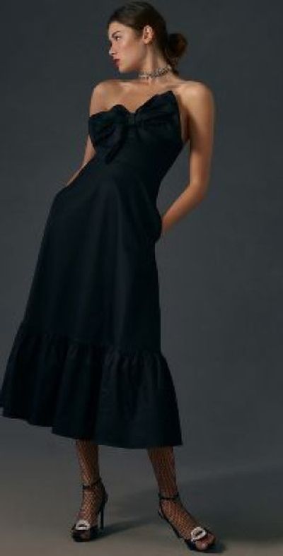 betina bow front maxi dress black Petal and Pup Women's Betina Bow Front Maxi Dress