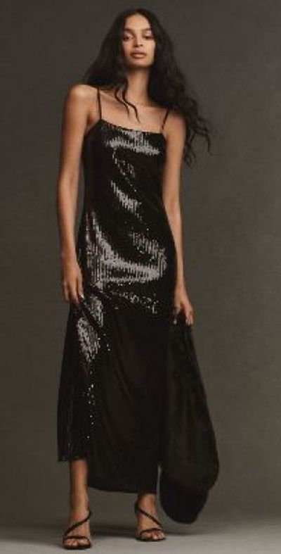 hutch design sequin dress Hutch Sleeveless Scoop-Neck Sequin Feather-Trim Midi Dress