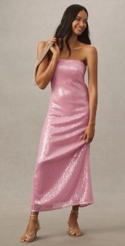Hutch Strapless Sequin Column Midi Dress