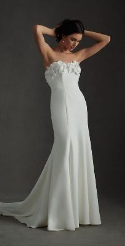 Jenny Yoo - Jenny by Willow Strapless Floral-Detail Convertible Sheath Wedding  Gown