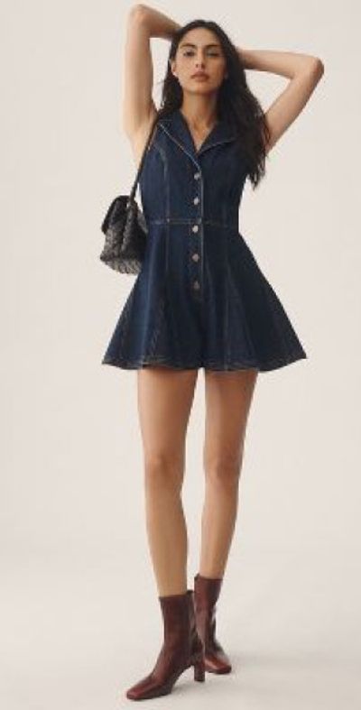 Let Me Be - Denim Flounce Romper