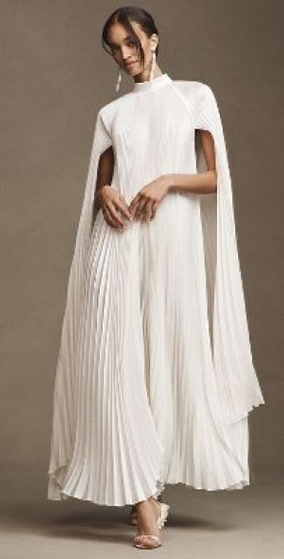l ide eiffel cape pleated maxi dress Gown this maxi dress features a soft round neckline and elegant cape sleeves that drape effortlessly for a sense of movement and drama Women's Ruffle Cape Dress |