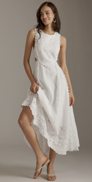 Lovaan - Amelia Embroidered Linen Maxi Dress