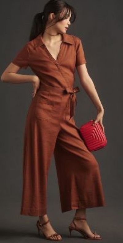 Maeve - The Colette Wrap Jumpsuit by : Linen Edition