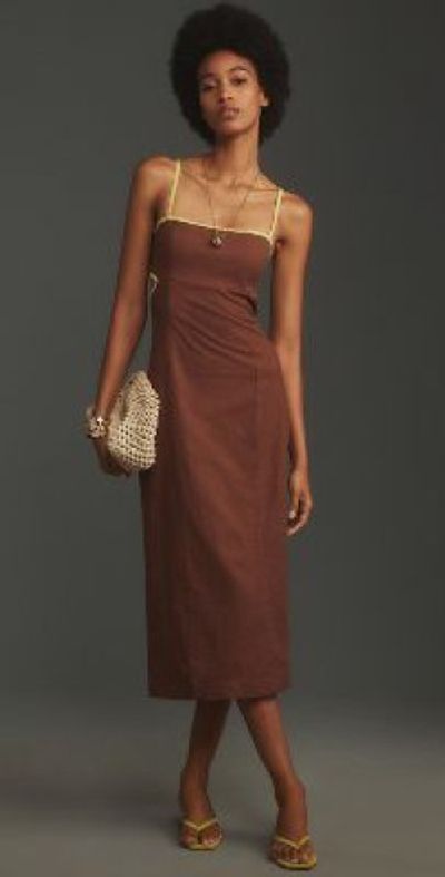 Maeve - The Dafni Cutout Linen Midi Dress by