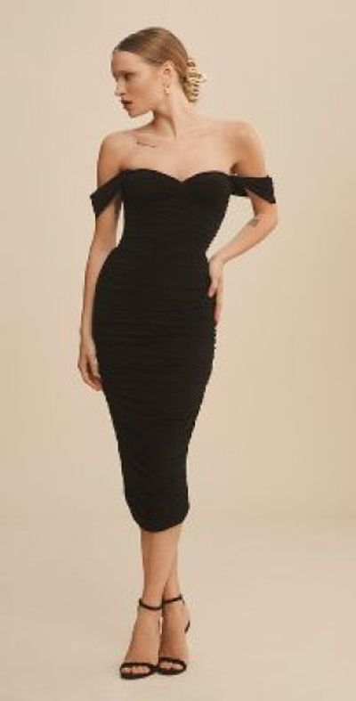 norma kamali walter midi dress Norma Kamali + Walter off-the-shoulder ruched stretch-jersey midi dress