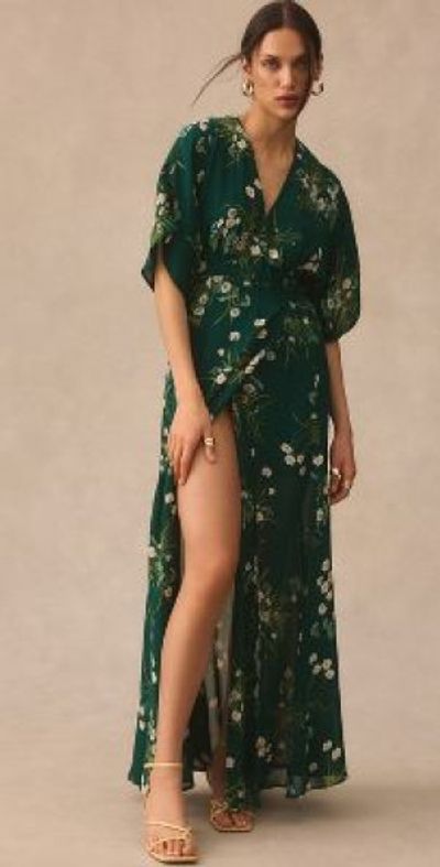 reformation winslow short-sleeve v-neck wrap maxi dress Reformation Winslow Short-Sleeve V-Neck Wrap Maxi Dress In Multicolor - 31%  Off