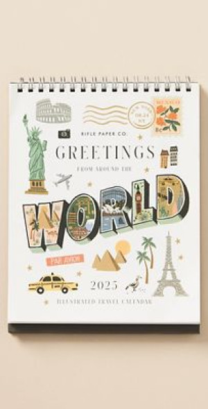 Rifle Paper Co 2025 Greetings from Around the World Desk Mini Calendar