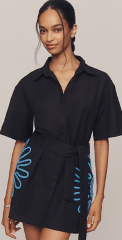 Significant Other - Tara Linen Blend Short-Sleeve Mini Shirt Dress Significant Other - Tara Linen Blend Short-Sleeve Mini Shirt Dress