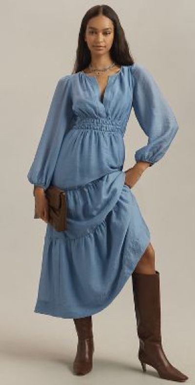 anthropologie blue maxi dress Anthropologie The Somerset Maxi Dress – Luxy Thrift