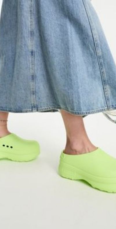 green Adidas Clogs