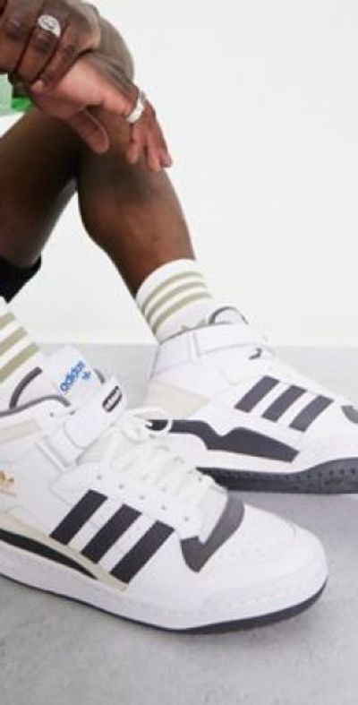 adidas Originals Forum mid sneakers in white and gray