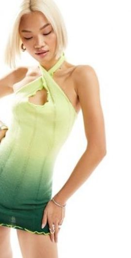 Annorlunda - crochet ombre mini dress in green Annorlunda - crochet ombre mini dress in green